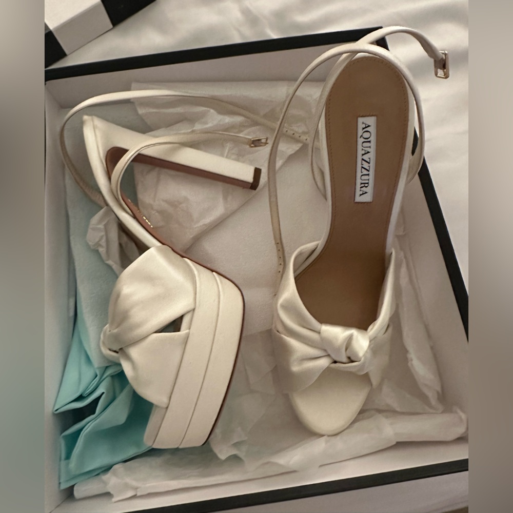 Aquazzura's 'Cupid Plateau' 130 Knotted Platform Heel Sandal - 41 - Brand New